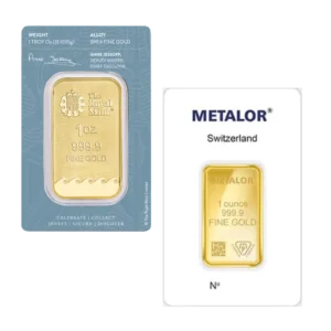 1oz Gold Bars – Royal Mint or Metalor