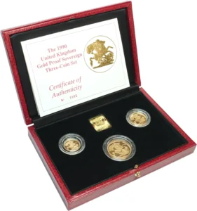 The 1990 UK Gold Proof Sovereign Three Coins (Box Set)