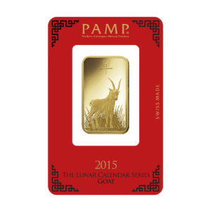 1oz PAMP Lunar Series Year of the Goat Gold Bar (2015)