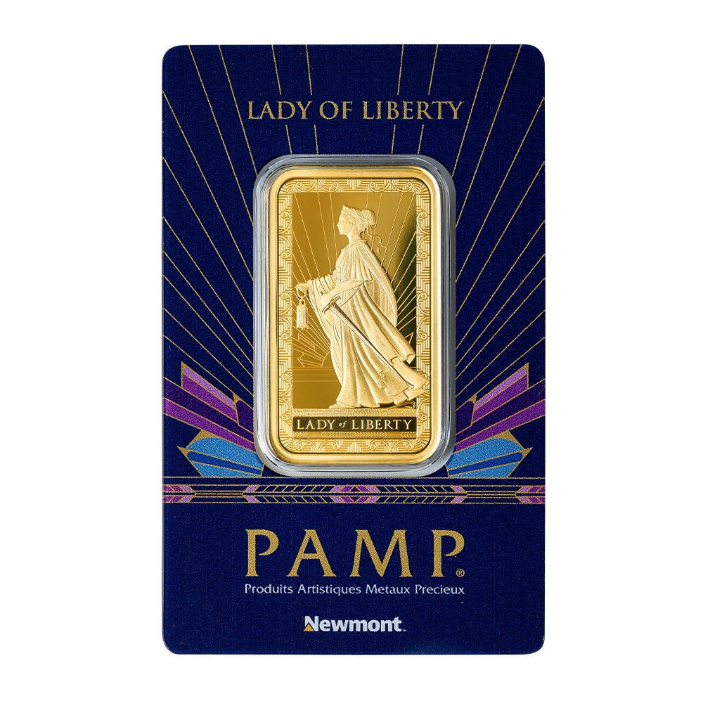 1 Oz PAMP Newmont Lady of Liberty Gold Bar (999.9)