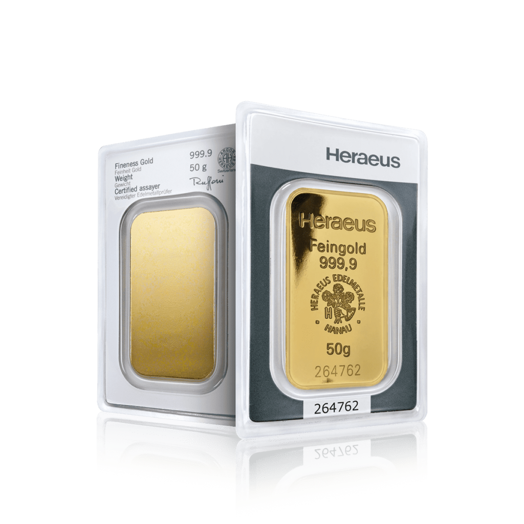 50g Heraeus Gold Investment Bar (999.9)