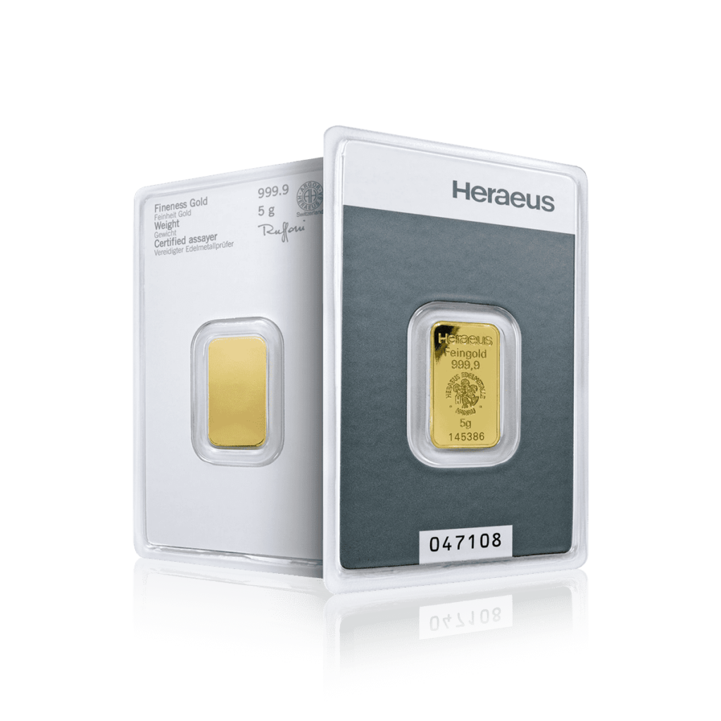 5g Heraeus Investment Gold Bar (999.9)