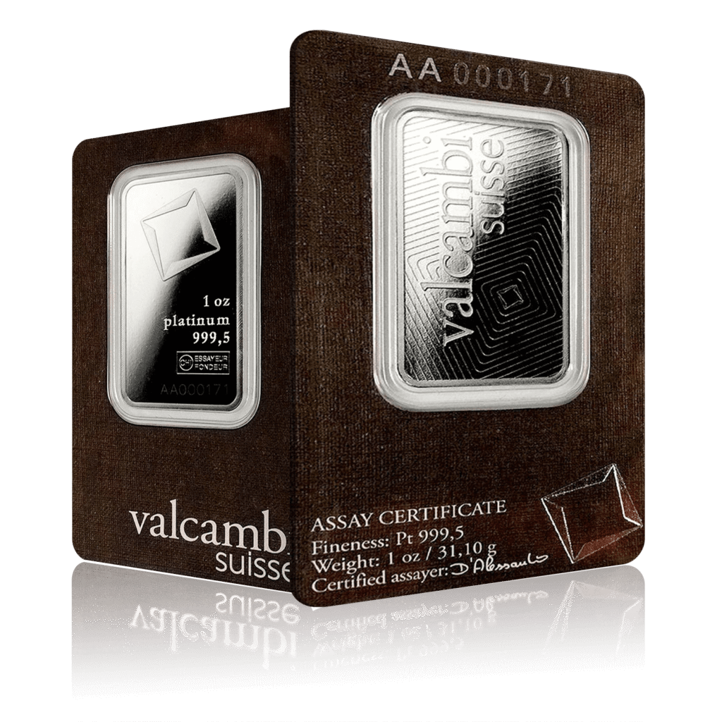 1oz Valcambi Platinum Bar (999.5)