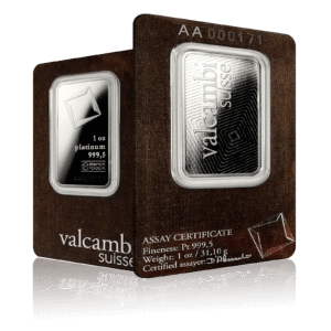 1oz Valcambi Platinum Bar (999.5)