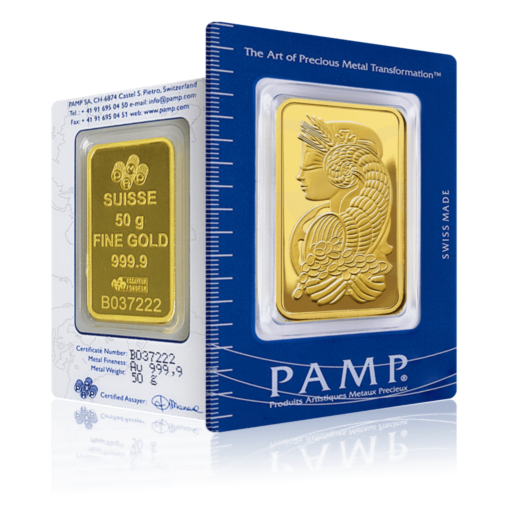 50g PAMP Lady Fortuna Gold Bar (Classic Version)