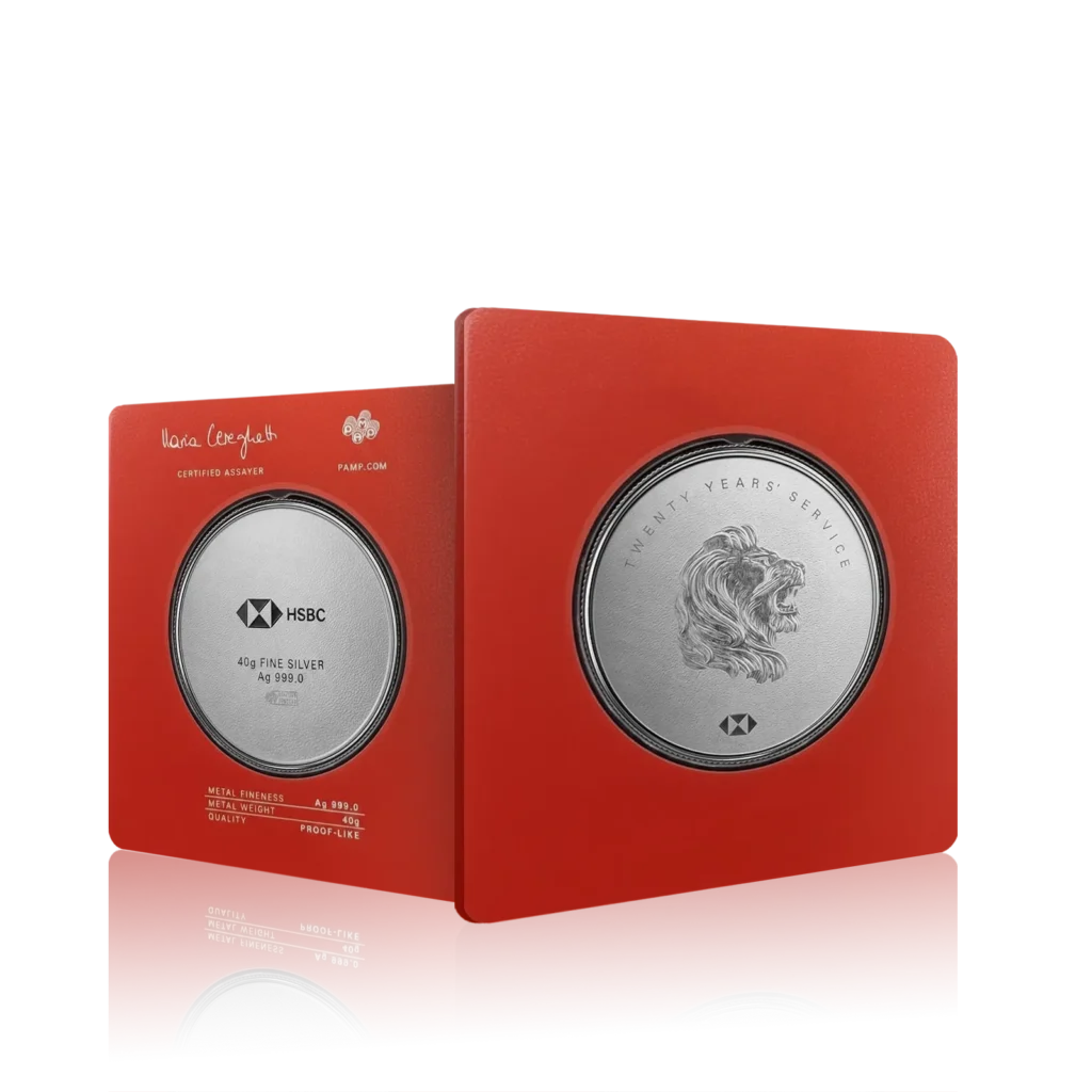 40g Silver PAMP HSBC 20 Years of Service Coin in Card