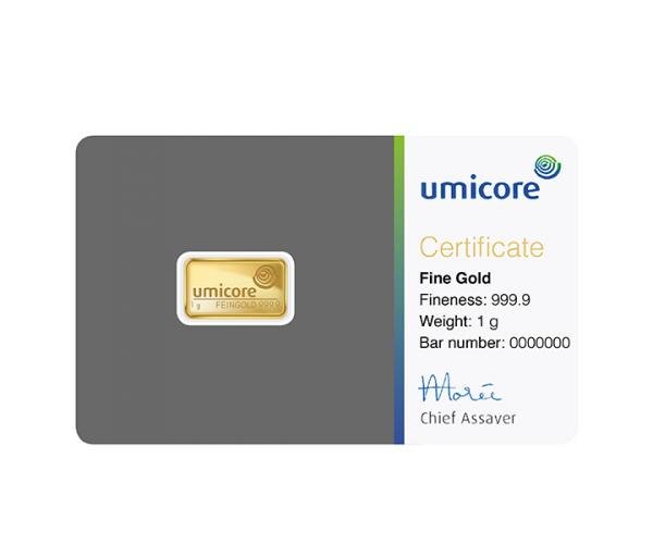 1g Umicore Investment Gold Bar (999.9)