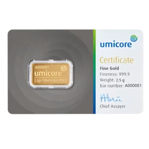 2.5g Umicore Investment Gold Bar (999.9)
