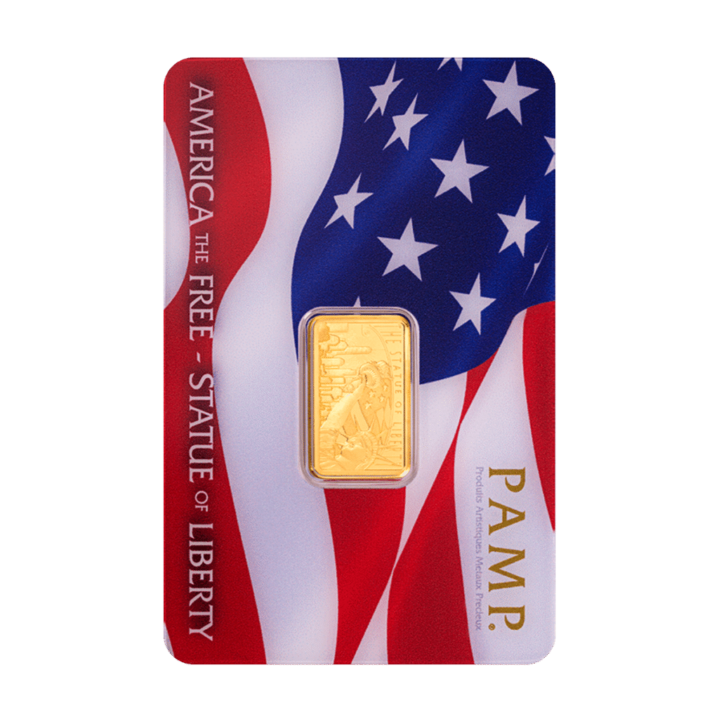 5g PAMP America- The Free-Statue- Of-Liberty Gold Bar (999.9)