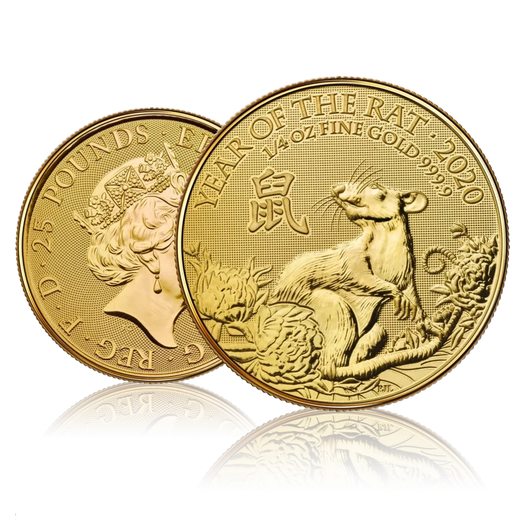 1/4 oz Gold Royal Mint Lunar Series Year of the Rat (2020)