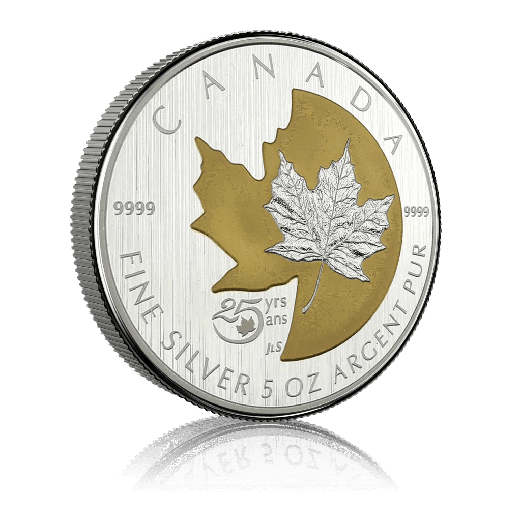 5 Oz Silver Canadian Maple Leaf 25th Anniversary Coin (1988–2013)
