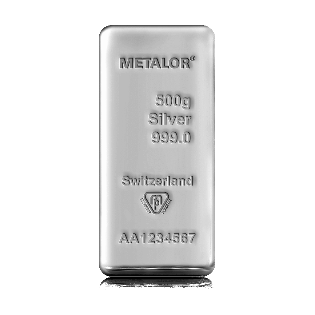 500g Metalor Investment Silver Bar (999)
