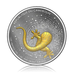 1 oz Silver Gilded Cameroon Gecko (2023)