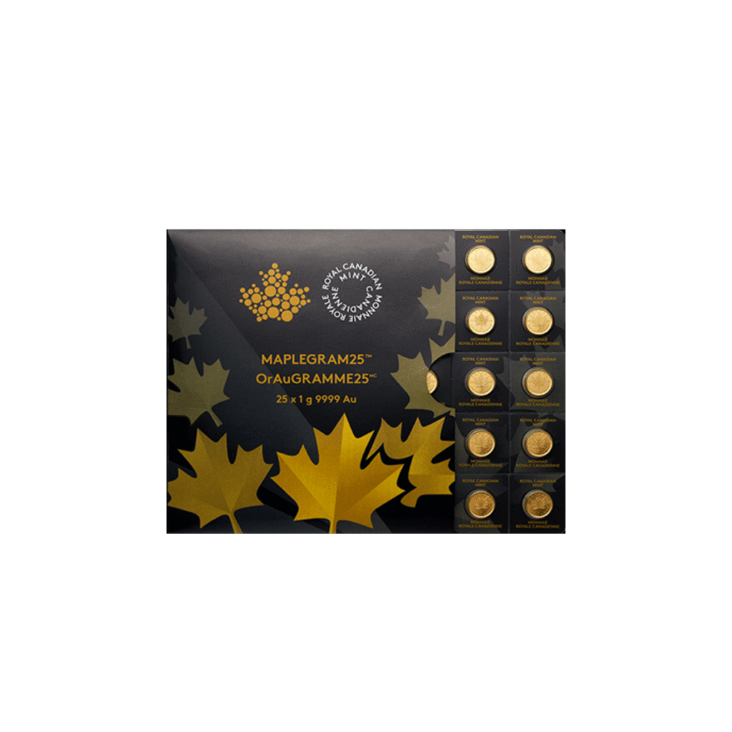 25x 1g Gold Bars Maple Leaf Multigram (2022)