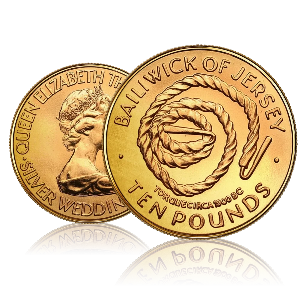 Queen Elizabeth II Silver Wedding £10 Gold Proof (Jersey-1972)