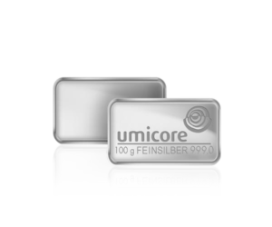 100g Umicore Investment Silver Bar (999)