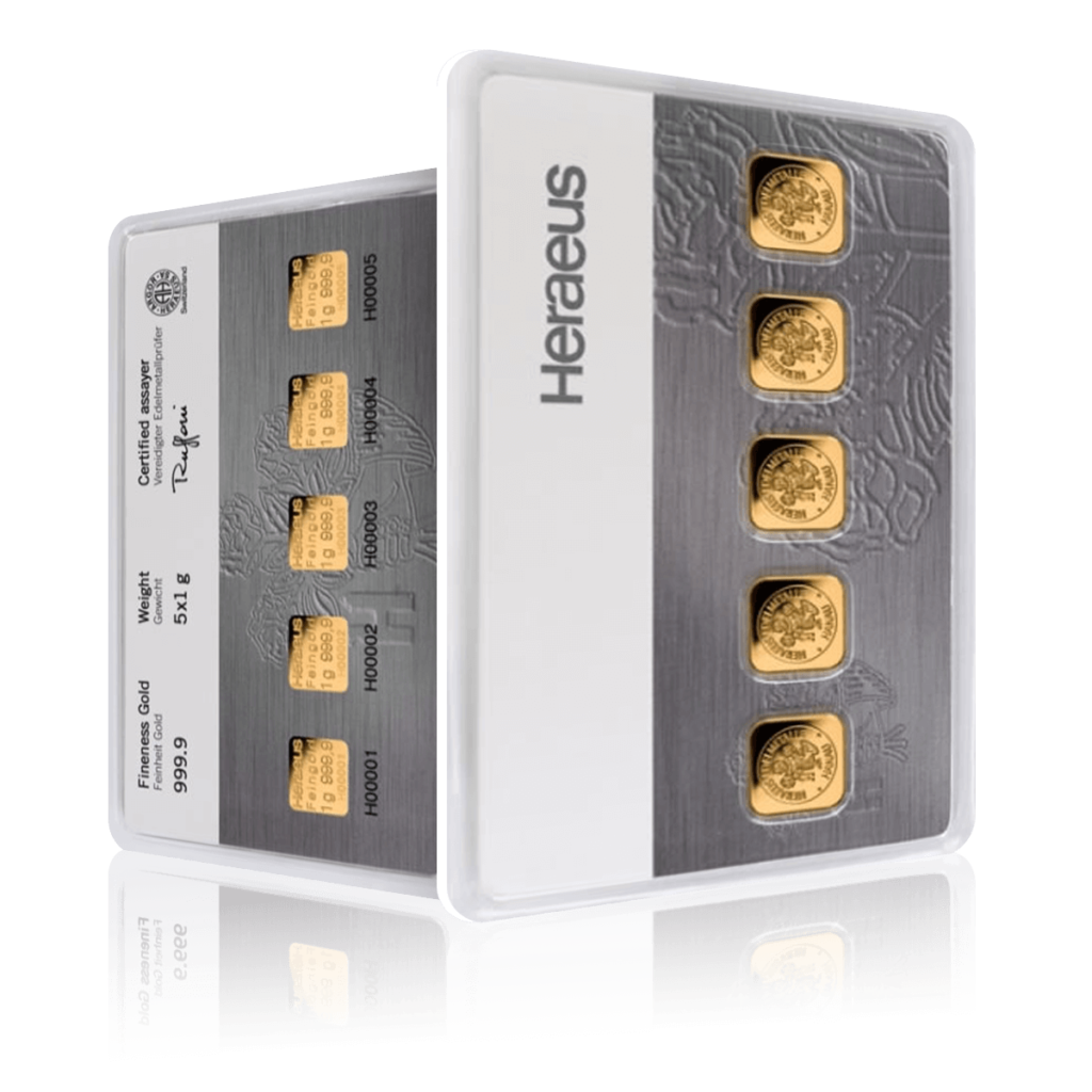 5x1g Gold Bar Heraeus MultiCard (999.9)