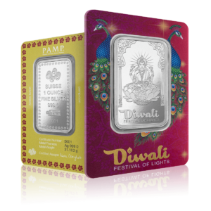 1oz Silver PAMP Lakshmi & Peacocks Diwali (2024)