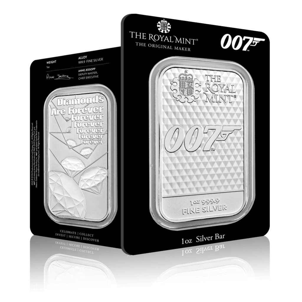1oz Silver Bar James Bond 007 (Diamonds Are Forever)