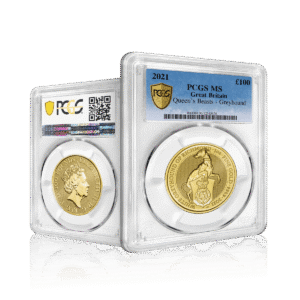1oz Gold Queens Beast Greyhound of Richmond 2021 (MS69) PCGS Graded