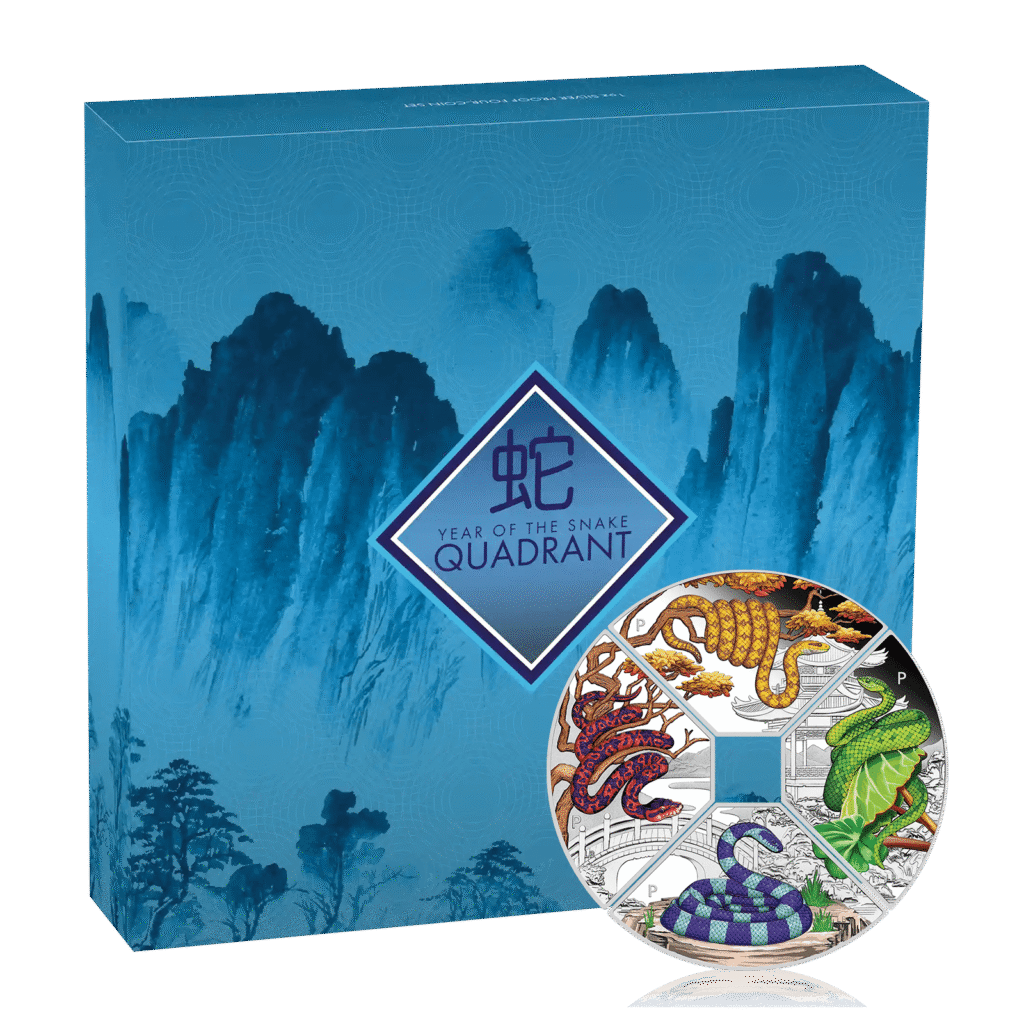 4 x 1 Oz Silver Chinese Snake Lunar Quadrant Box Set (2025)