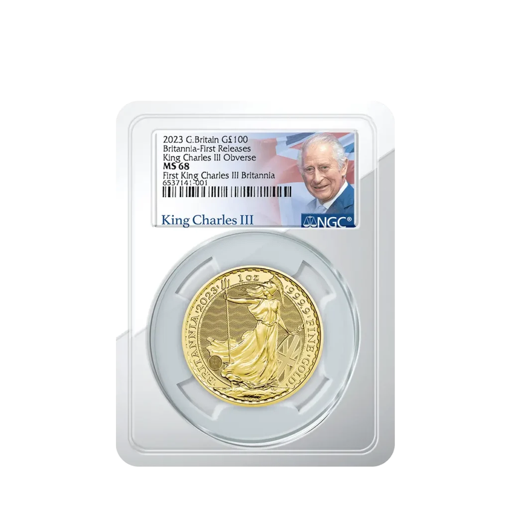 1 Oz Gold Britannia First Release King Charles III NGC Graded MS-68 (2023)