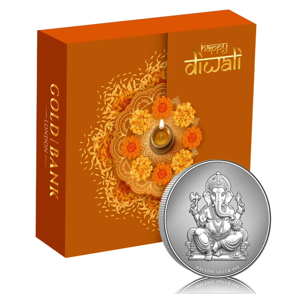 1 Oz Silver Gold Bank Happy Diwali Ganesha (Box Set)