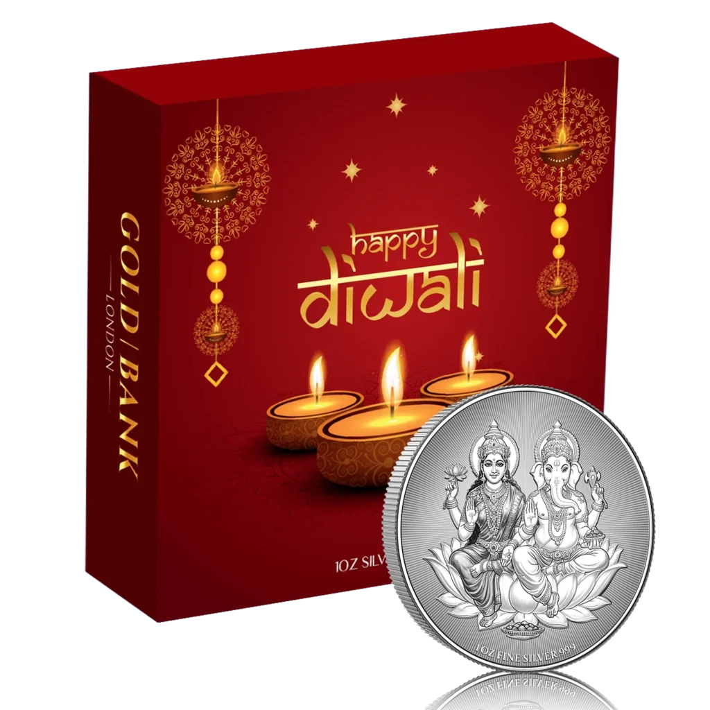 1 Oz Silver Gold Bank Happy Diwali Laxmi & Ganesha (Box Set)