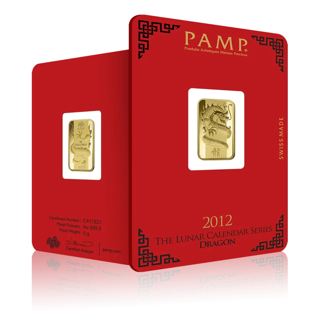 5g PAMP Lunar Year of the Dragon Gold Bar (2012)