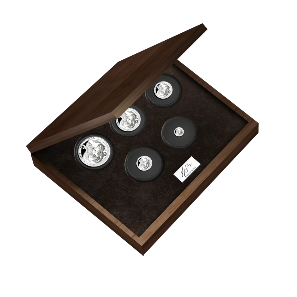 Silver Proof Sovereign Five Coin Set. St George and the Dragon (2022)