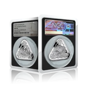 1 Oz Silver Triangle Australia VOC Vergulde Draeck (NGC Graded-MS70)