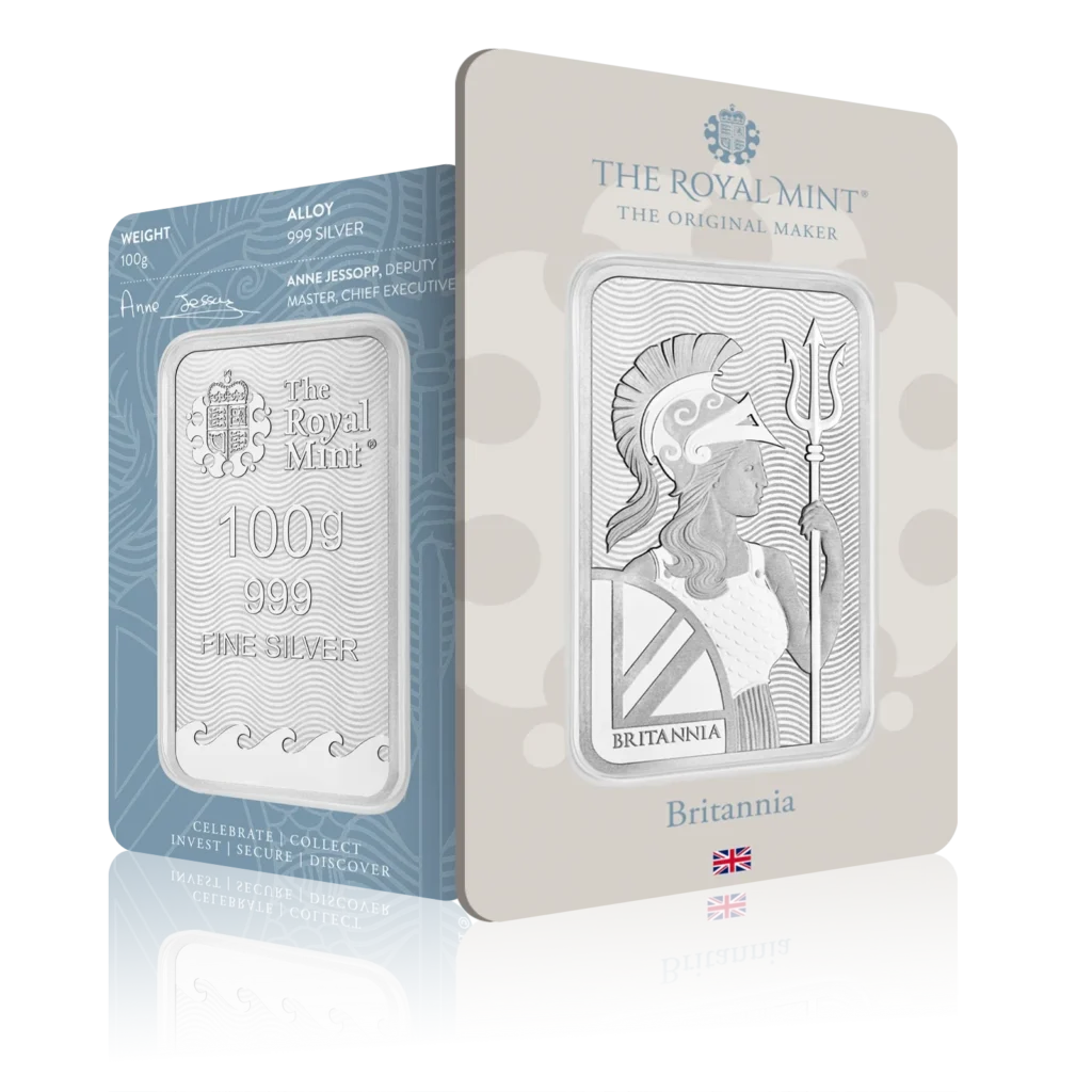 100g Silver Royal Mint Britannia Bar